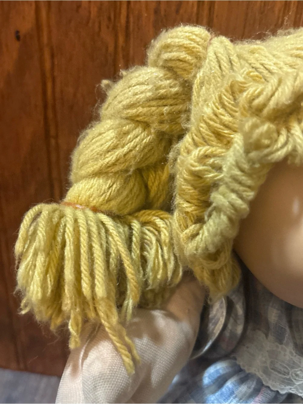 Vintage 1983 Cabbage Patch Doll w Pacifier Blonde/Blue Eyes Plaid Dress